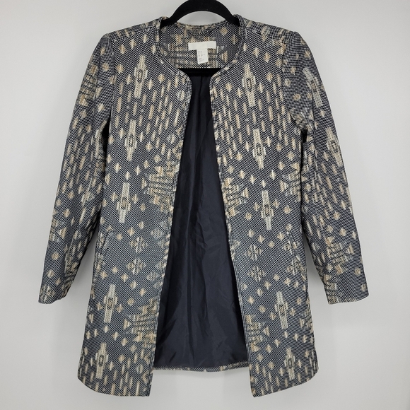 H&M Womens Tribal Pattern Print Long Blazer Size 2 - Picture 3 of 10